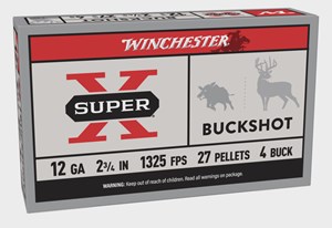 WINCHESTER
XB124VP25
SUPER X
12 GAUGE, 4 BUCK, 27 PELLET
1325 FPS
AMMUNITION

SPECIAL
$39.90 /PER 25
$349 /PER 250