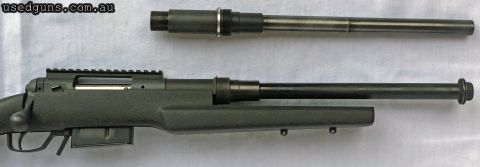 Excellent lightweight 5-shot Stevens Model 200 bolt action hunting rifle in a Bell and Carlson Tactical stock, fitted with an SSS recoil lug, Rifle Basix trigge