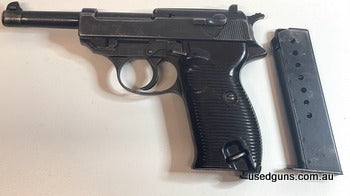 WW2 Walther P38 in good condition, functions great, matching numbers with 359 waffenamps across the pistol, single P38 stamped mag with 359 waffenamp double sta