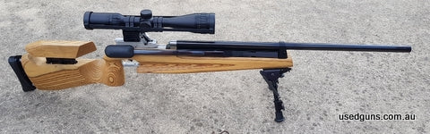 An absolutely gorgeous example of the mighty Feinwerkbau LG600 Single Stroke Pneumatic (SSP) Olympic 10 metre airgun. Fully adjustable laminated stock. This IS 