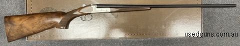 Yildiz Elegant A4 side x side 410g shotgun with 28" barrels with extractors. Walnut Stock and game scene engraving on the action. Has 5 adjustable chokes. These
