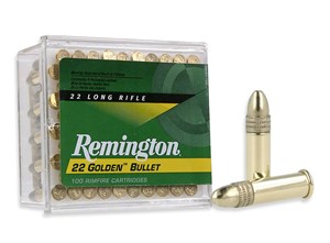 REMINGTON
1500
GOLDEN BULLET
22LR, 40GR, BRASS PLATED RN
1280 FPS
AMMUNITION

SPECIAL 
$10.99 /PER 100
$54.95 /PER 500
$495 /PER 5000