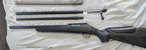 Sako Quad with 4 Barrels. .22LR Lilja Target Barrel (abt 500 rounds), .22LR Varmint (abt 2500 rounds), .22LR Hunter (abt 50 rounds), .17HMR Varmint (abt 150 rou