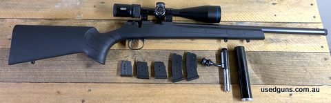 CZ457 22LR 20 inch heavy barrel with MATCH chamber, CZ synthetic stock, Timney trigger, Meopta Optika 5 4-20x50 Z-Plex scope, Sportsmatch 1 inch rings, Area 419