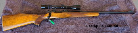 BSA Hunter chambered in 222. Hard to find Mini Mauser style action. The barrel is in good condition and still shooting sub MOA groups with factory Loads. More p