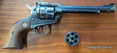 Ruger Single 6 22LR / 22WMR. Well loved gun, Rifling fair, blued finish worn in several places. Comes with 22LR and 22WMR Cylinders. Has been a farm gun