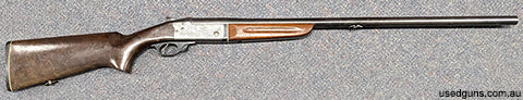 A CBC single shot 12Ga in fair condition. Has a 30" full choke barrel. Bore is in good condition. Metal work and wood work is in fair condition, $65 freight to 