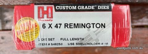 Sealed in plastic 6x47 Remington full length die set, price includes postage except W.A.