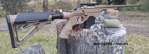 Ruger American Go wild in as new condition. Burnt bronze cerakote with 22" barrel. Mounted in an MDT chassis. Shoots awesome with factory 150gr Winchester ammo 