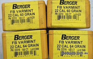 Berger varmint 64 gr x 200 Berger varmint 60 gr x 200 Includes postage