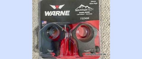 NEW Warne 34mm Ultra High Lightweight mounts made in USA. Suits picatinny rail bases. Part #7224M. Phone 0429849007. If reply by email please forward return pho