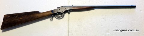 J Stevens Arms and Tool Co. of Chicopee Falls, Mass. USA. Made pre 1920. The model is the Crackshot 26. This boys rifle is in .22 calibre, a single shot takedow