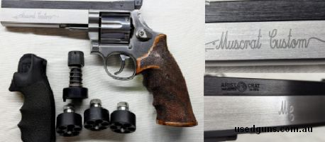 Muscrat Custom very accurate revolver, built for Service Match and WA1500. Revolver has Aristocrat adjustable independent range setting sights, bobbed hammer, K