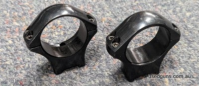 A set of Sako Optilock 30mm Low Ringmounts in very good condition. A slight mark in the blueing on one of the rings. $15 post Australia Wide. 2 month lay-by ava