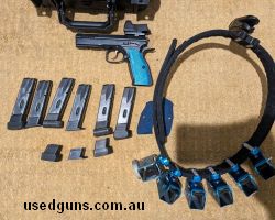 CZ Shadow 2 with Delta point pro 5 moa dot set up for IPSC production optics. Includes aftermarket lok grips, 6 magazines and some mag bases, double alpha rig i