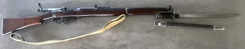 Excellent example of an all matching serial British Enfield SMLE No. 1 Mk III (inclusive of all timbers, bolt and original iron sights). 1917 YOM. Rifle comes w