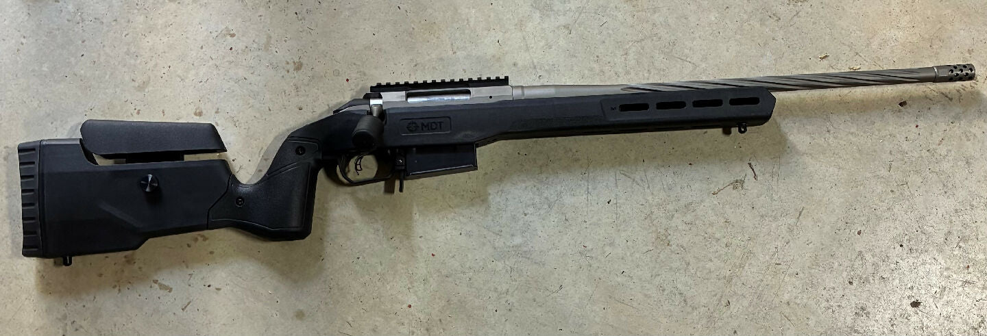 Gun has fired approximately 300–400 rounds. It has a lighter trigger spring, an MDT Field Stock, a 5 shot metal accuracy international AICS magazine, and an MDT