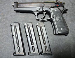 92FS with three magazine. Comes with original box, extra springs and accessories. About 1000 rounds through it.