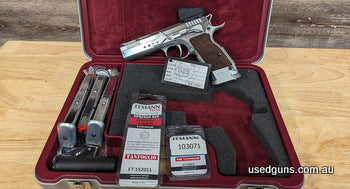 Excellent condition Tanfoglio Limited, comes with case, 4 magazines as well as several unused Eeman tech aftermarket spring kit and button packs.