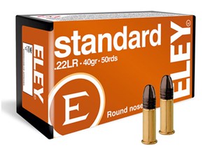 ELEY
ELSTD50
STANDARD
22LR, 40GR, LRN
AMMUNITION

SPECIAL 
$12.90 /PER 50
$119.50 /PER 500
$1195 /PER 5000