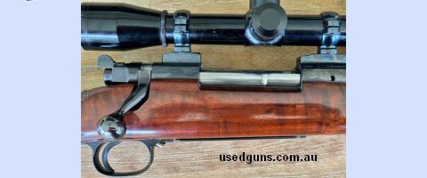 Ron Webb custom rifle on pre 64 action and Douglas Premium Barrel. Rich coloured walnet with wrap around chequering and ornate grip cap.Custom fitted with cartr