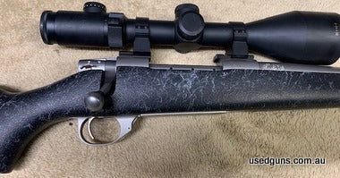 Special order from states Stainless steel bull barrell flute bell and carson stock would be excellent except for scrath on hing plate comes with empty cases and