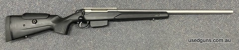 Excellent condition Tikka T3x Super Varmint chambered in 243W. Has a 24 inch barrel, Picatinny rail, enlarged bolt knob, adjustable cheek riser and a detachable
