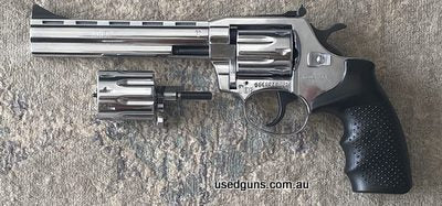 Two Cylinders 22LR and 22 Magnum and both are 8 shot Has had very little use. Adjustable sights & chrome finish