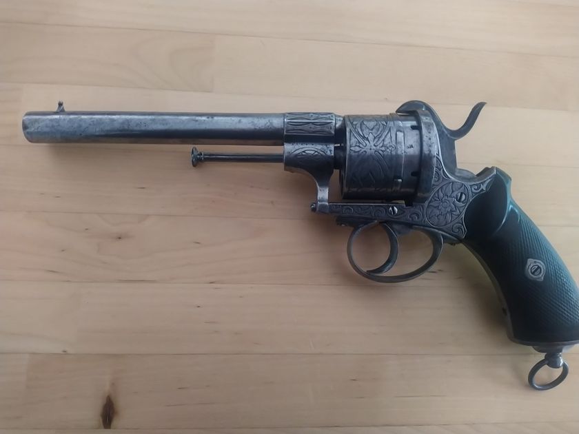 Large Frame Engraved Pinfire Revolver - Officers Model.