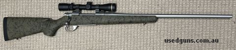 Great lightweight hard hitting Sambar or buff rifle. 24inch barrel drilled and tapped from the factory for open sights, has HS precision stock with full length 