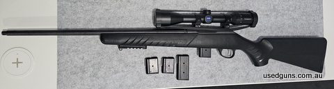 SAKO quad synthetic 22LR, comes with 2 x 5 round mags and 2 x 10 round mags, picatinny mount for bipod, Zeiss Conquest 3-9x40mm scope included.