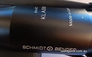 Schmidt and Bender Klassic, fixed power, 6x42 A7 reticle, hardly used, very clear optics, wont disappoint