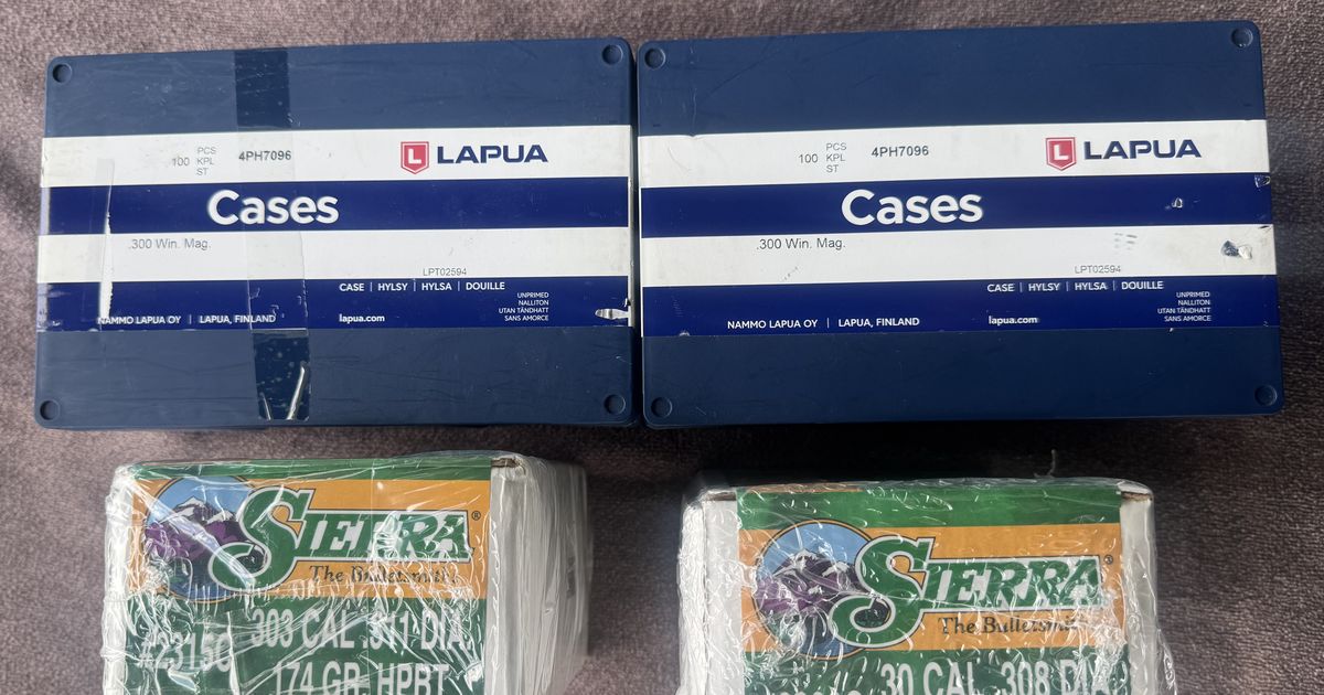 Lapua 300WM Brass + Sierra MatchKing 168gr & 174gr (500 lots)