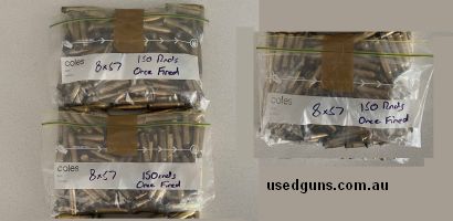 Once Fired 8mm Mauser Brass in 3 bags of 150 rnds $150 ea- (PPU with small quantities of S&B) Can sell individually if requested. Local pickup preferred - Weste