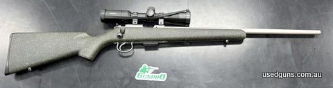 CZ 455 stainless synthetic chambered in 17 HMR. Features a Hawke 3-7x32, sportsmatch rings, 5 shot magazine, stainless 20" sporter barrel. This gun is in brand 