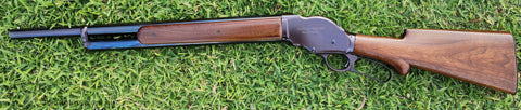 Australian made lever action 1887 12G shotgun. Australian international arms Brisbane Australia. 2-3/4" chamber. Model 1887 manufactured by A.D.I lithgow Austra