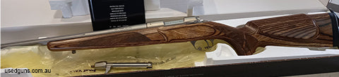 Sako 85 Varmint Laminated, SS fluted, with threaded Barrel. Rifle is unfired and in its original box.
