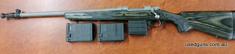 Used Ruger Gunsite Scout left hand. Chambered in 308W. Laminate stock with stainless barrel and action. Comes with three magazines. Ruger 1 inch rings supplied.