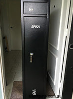 SPIKA 8 gun safe Holes drilled so you can fasten to wall or concrete floor. Not using it anymore. Pick up only $200