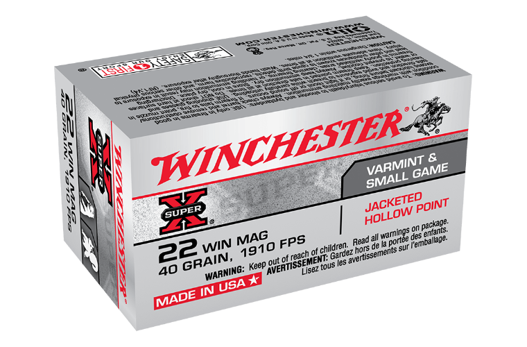 WINCHESTER 22 WMR SUPER X 40GR JHP 1910FPS (50PK)