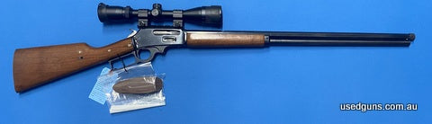 Very good condition Marlin 1895 in 45-70. 25 inch octagonal barrel. 4-12X scope mounted. New buttpad included. Lever cycles well, hammer and trigger crisp.