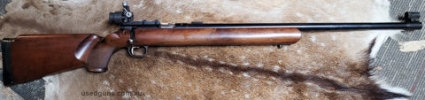 One of the best 22lr actions available: the Anschutz Match 54. This one includes globe sights front and rear with adjustable rear iris and fantastic competition