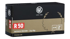 RWS
2134187
R50
22LR, 40GR, LRN
AMMUNITION

$44.90 /PER 50
$404.10 /PER 500