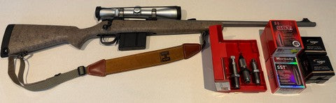 Built by APRS with Pacnor barrel, Williams open sights, Leupold VX-2 scope, Burris Signature Z rings, Bell and Carlson alloy bedded stock, steel detachable Accu