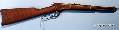 Winchester 92 44-40. Made in 1887. Saddle ring carbine. See pics of gun. Bore is good for its age. Patina on receiver and barrel. Gun is in good condition for i