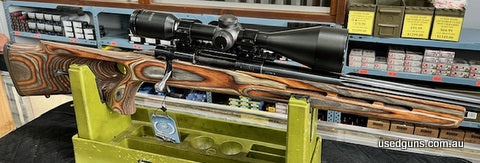 Boyds thumbhole stock. Blued fluted. Price includes shipping, insurance and transfers to your dealer of choice within Aus.