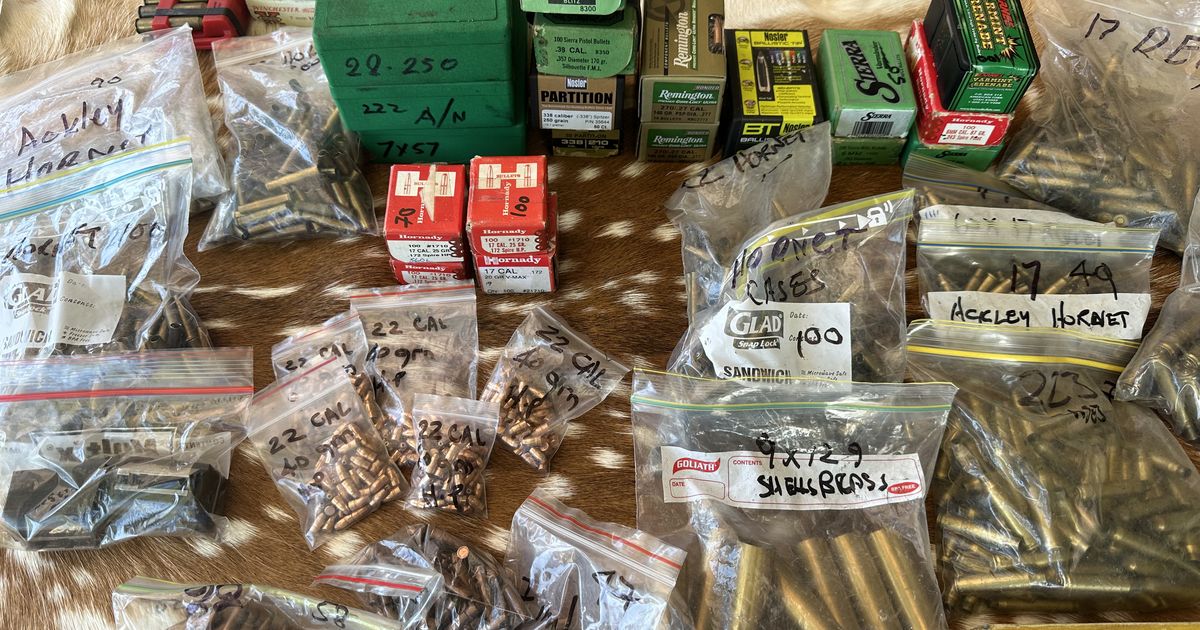 Reloading cupboard clean out Assorted cases projectiles die sets
