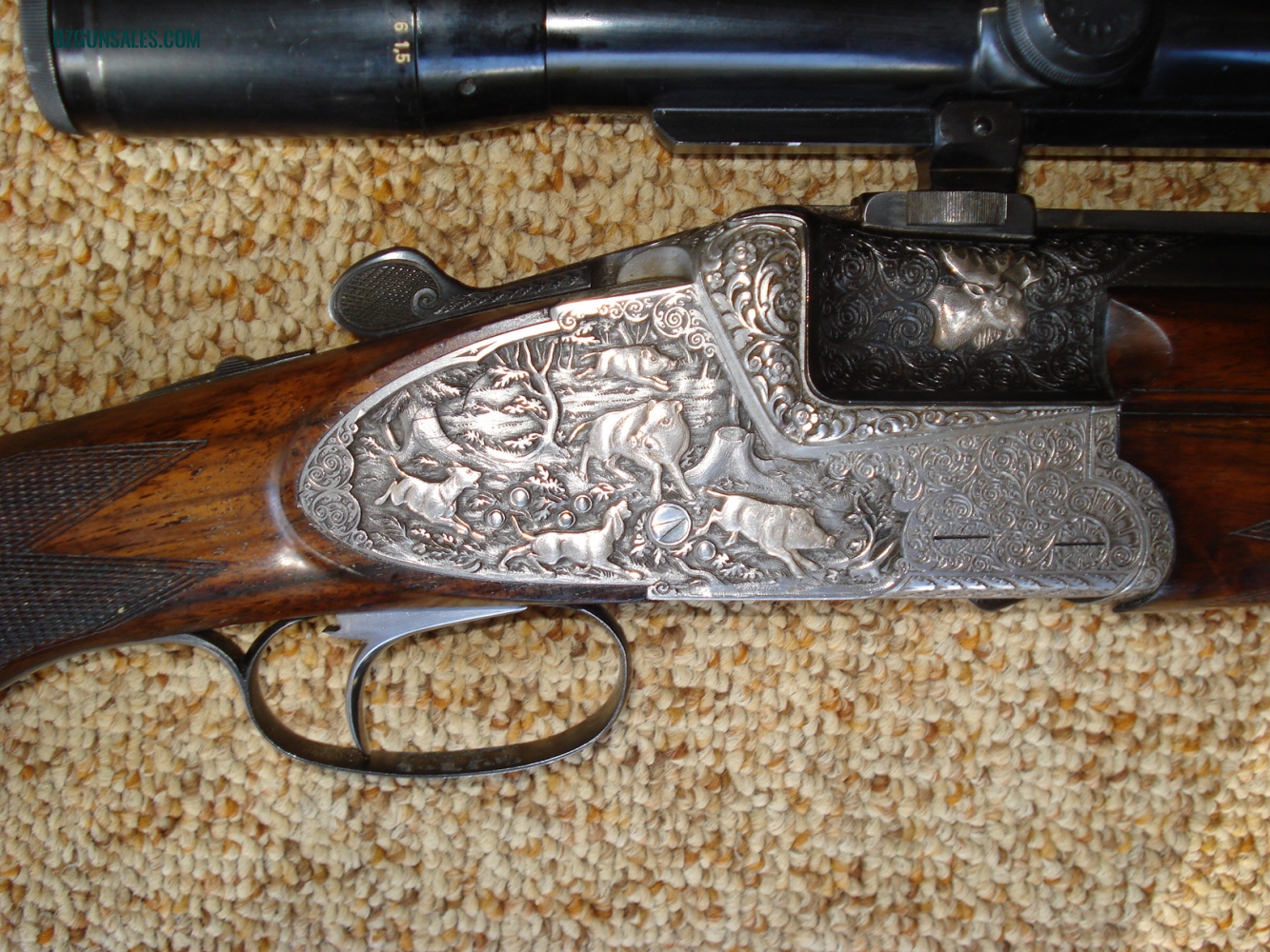 Franz Sodia O/U double rifle w two sets of barrels