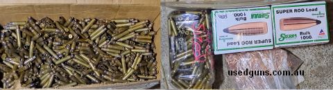 over 2000 adi and federal 223 brass once fired. plus 3000 seirra super roo projectiles pick up wyong nsw. price $400