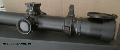 An as new MARCH-X 5-50power X 56 objective. scope in as new condition.Reticle is MTR-3 with 6 level illumination in 34mm tube. A first focal plane scope with ED